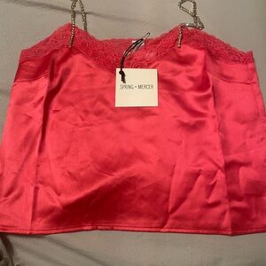 Women's Red Lace Trim Cami